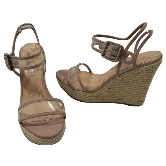 Bella~Vita ~Woman Size 8.5W~ Transparent Man Made Materials Wedge Sandals NEW. - Picture 3 of 15